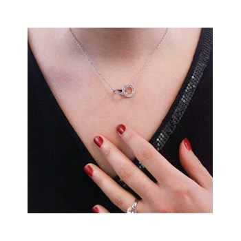 Circle Hoop Pendant - Silver and Crystal