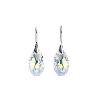 Teardrop Hook earrings - Silver and brilliant white