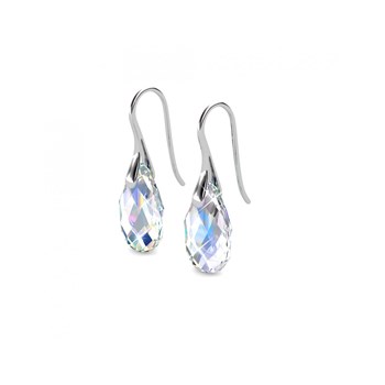 Teardrop Hook earrings - Silver and brilliant white