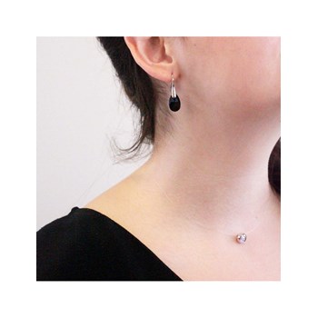 Teardrop Hook earrings - Silver and black