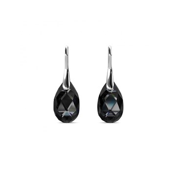 Teardrop Hook earrings - Silver and black