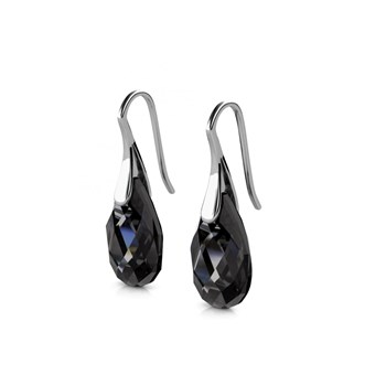 Teardrop Hook earrings - Silver and black