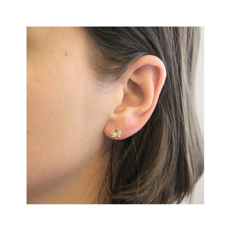 Boucles d'oreilles Lily - Doré et Cristal - vue 2