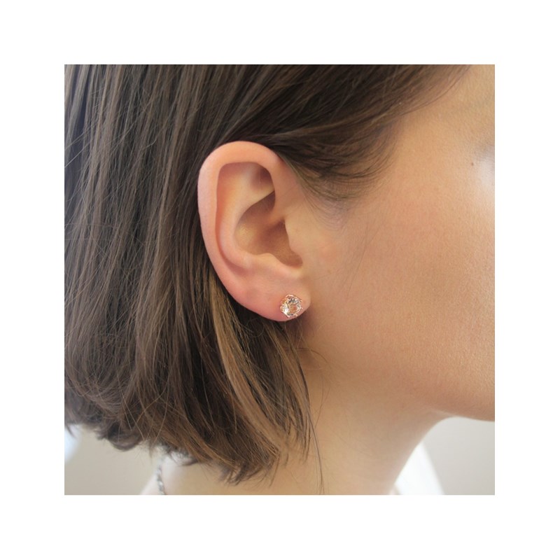 Boucles d'oreilles Lily - Or Rosé et Cristal - vue 2