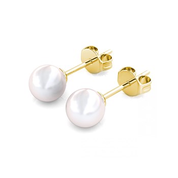 Volle maan parel oorbellen - Goud en kristal