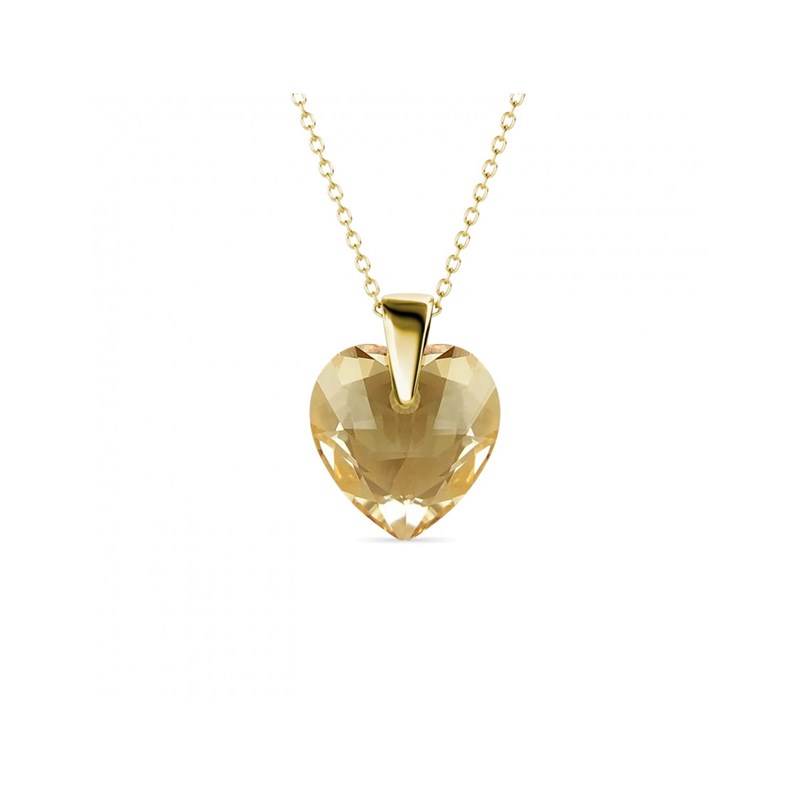 Pendentifs Crystaline Heart - Doré et Ambre