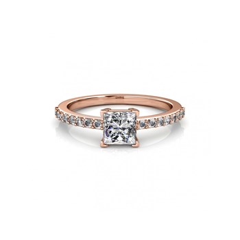Bague Simple Square - Or Rosé et Cristal