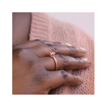 Bague Simple Square - Or Rosé et Cristal