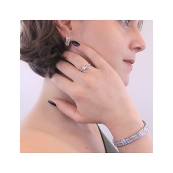 Bague Simple Square - Argenté et Cristal
