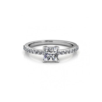 Bague Simple Square - Argenté et Cristal