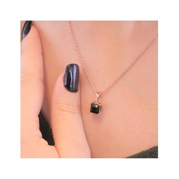 Pendentif Simple Square - Or Rosé et Noir