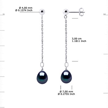 STELLA - Boucles d'Oreilles Perles d'Eau Douce 7-8 mm Blanches Or Blanc