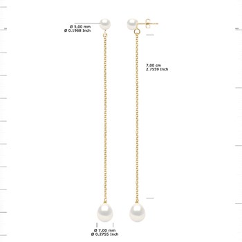 STELLA - Boucles d'Oreilles Perles d'Eau Douce 5-6 & 8-9 mm Blanches Or Jaune