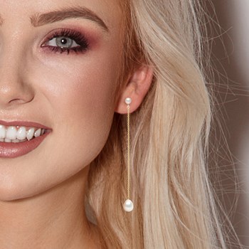 STELLA - Boucles d'Oreilles Perles d'Eau Douce 5-6 & 8-9 mm Blanches Or Jaune