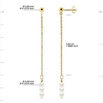 STELLA - Boucles d'Oreilles Perles d'Eau Douce 4-5 mm Blanches Or Jaune