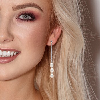 STELLA - Boucles d'Oreilles Perles d'Eau Douce 7-8 mm Blanches Or Blanc