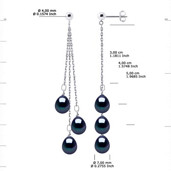 STELLA - Boucles d'Oreilles Perles d'Eau Douce 7-8 mm Blanches Or Blanc