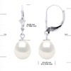 STELLA - Boucles d'Oreilles Perles d'Eau Douce 8-9 mm Blanches Or Blanc - vue V3