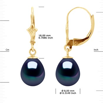 STELLA - Boucles d'Oreilles Perles d'Eau Douce 8-9 mm Blanches Or Jaune