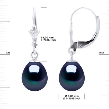 STELLA - Boucles d'Oreilles Perles d'Eau Douce 8-9 mm Blanches Or Blanc