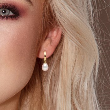 STELLA - Boucles d'Oreilles Perles d'Eau Douce 8-9 mm Blanches Or Jaune