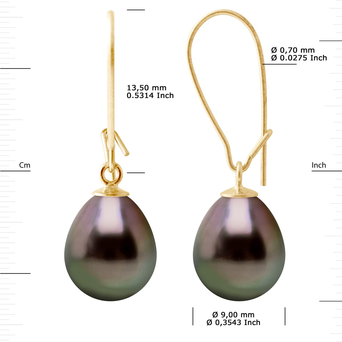 STELLA - Boucles d'Oreilles Perles de Tahiti 9-10 mm Or Jaune - vue 3