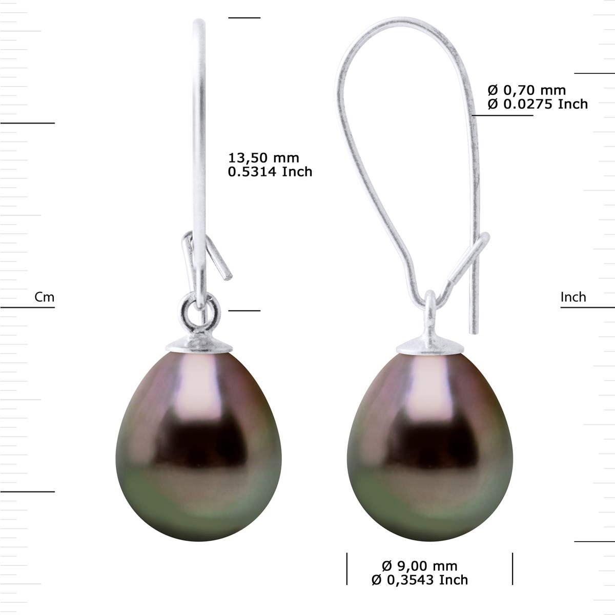 STELLA - Boucles d'Oreilles Perles de Tahiti 9-10 mm Or Blanc - vue 3