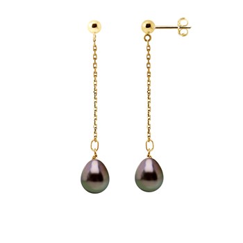 STELLA - Boucles d'Oreilles Perles de Tahiti 8-9 mm Or Jaune