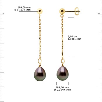 STELLA - Boucles d'Oreilles Perles de Tahiti 8-9 mm Or Jaune