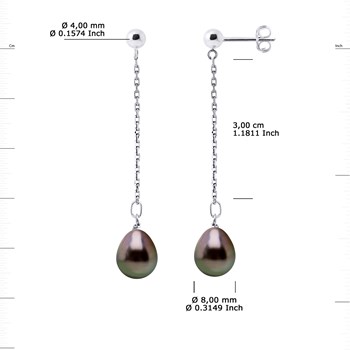 STELLA - Boucles d'Oreilles Perles de Tahiti 8-9 mm Or Blanc