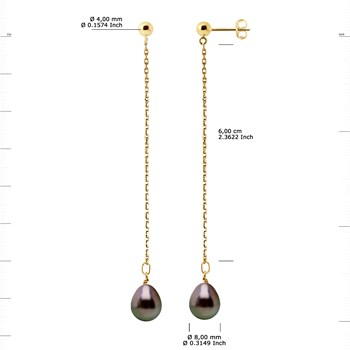 STELLA - Boucles d'Oreilles Perles de Tahiti 8-9 mm Or Jaune