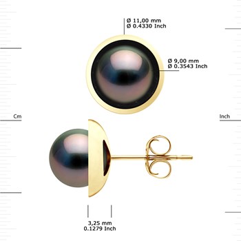 STELLA - Boucles d'Oreilles Perles de Tahiti 9-10 mm Or Jaune