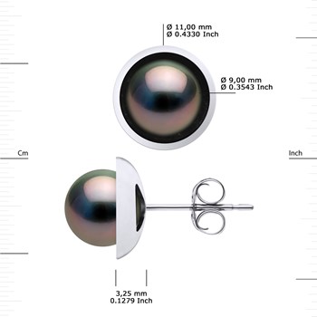 STELLA - Boucles d'Oreilles Perles de Tahiti 9-10 mm Or Blanc