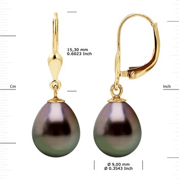 STELLA - Boucles d'Oreilles Perles de Tahiti 9-10 mm Or Jaune