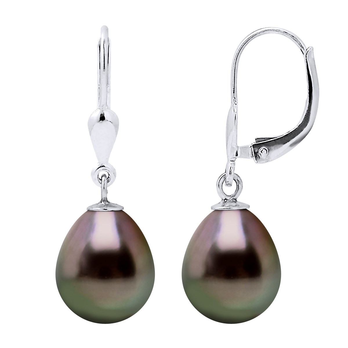 STELLA - Boucles d'Oreilles Perles de Tahiti 9-10 mm Or Blanc