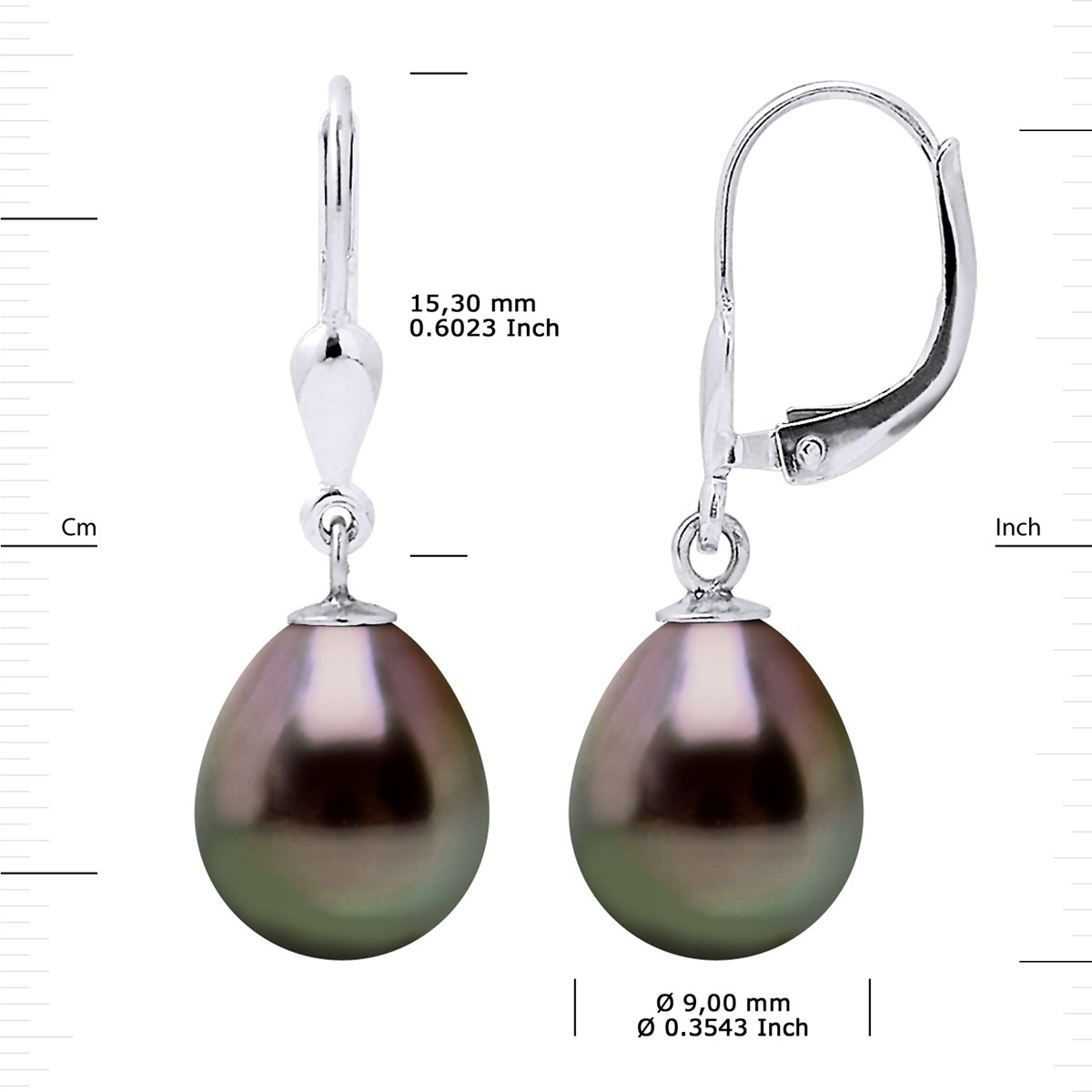 STELLA - Boucles d'Oreilles Perles de Tahiti 9-10 mm Or Blanc - vue 3