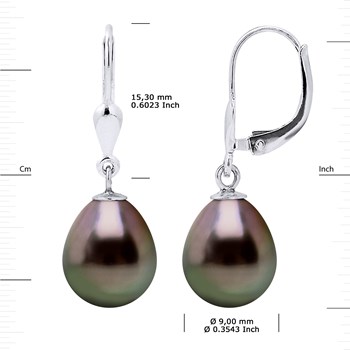 STELLA - Boucles d'Oreilles Perles de Tahiti 9-10 mm Or Blanc