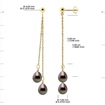 STELLA - Boucles d'Oreilles Perles de Tahiti 7-8 mm Or Jaune