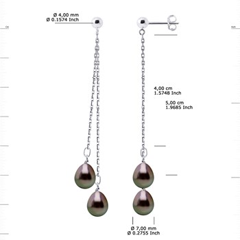 STELLA - Boucles d'Oreilles Perles de Tahiti 7-8 mm Or Blanc