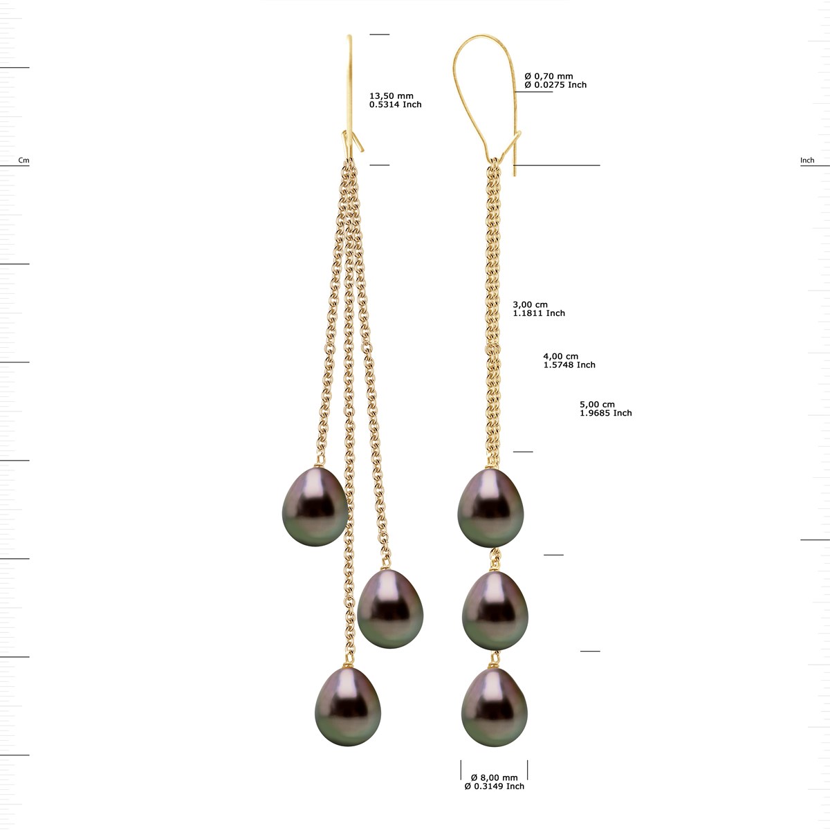 STELLA - Boucles d'Oreilles Perles de Tahiti 8-9 mm Or Jaune - vue 3