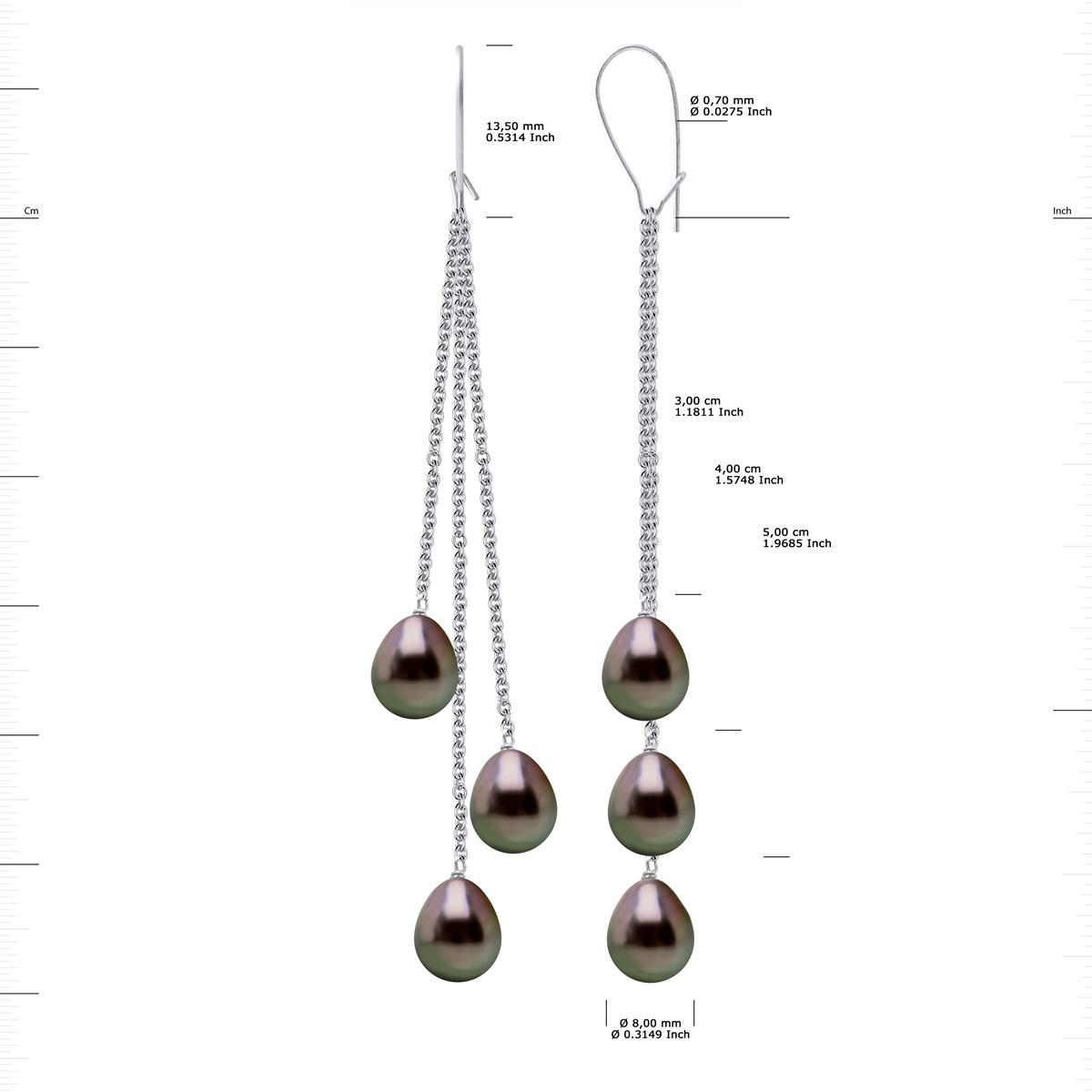 STELLA - Boucles d'Oreilles Perles de Tahiti 8-9 mm Or Blanc - vue 3