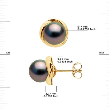 STELLA - Boucles d'Oreilles Perles de Tahiti 7-8 mm Or Jaune