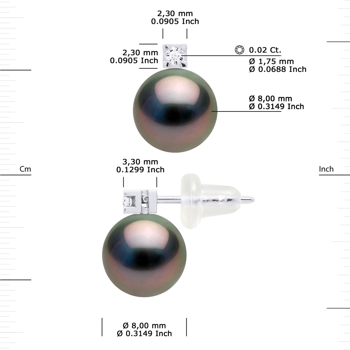 STELLA - Boucles d'Oreilles Perles de Tahiti 8-9 mm 18 Cts - vue 3