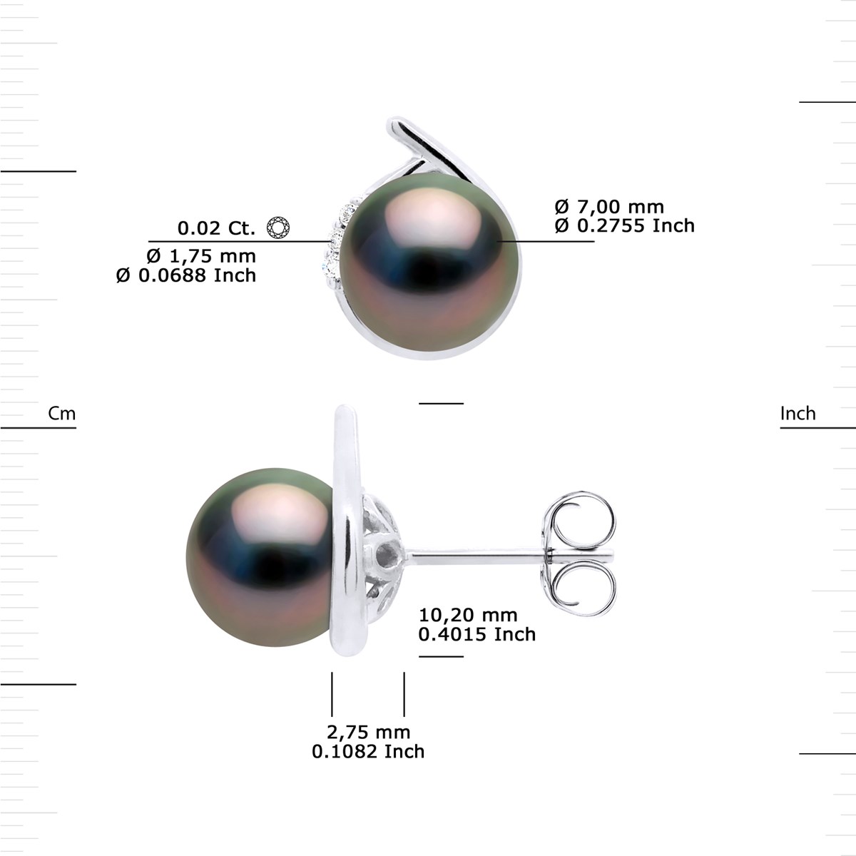 STELLA - Boucles d'Oreilles Perles de Tahiti & Diamant - Or Jaune - vue 3