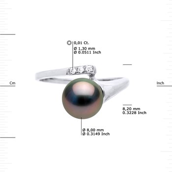 Bague Stella Jonc Perle de Tahiti 8-9 mm & Diamant - Or Blanc