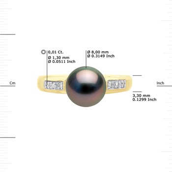 Bague Stella Jonc Perle de Tahiti 8-9 mm & Diamant - Or Jaune