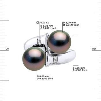 Bague Stella Jonc Perle de Tahiti 8-9 mm & Diamant - Or Blanc