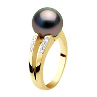 Bague Stella Jonc Perle de Tahiti 8-9 mm & Diamant - Or Jaune