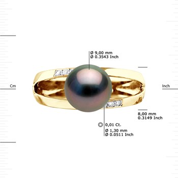 Bague Stella Jonc Perle de Tahiti 8-9 mm & Diamant - Or Jaune