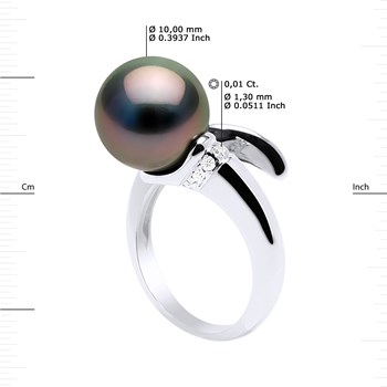 Bague Stella Jonc Perle de Tahiti 8-9 mm & Diamant - Or 18 Cts